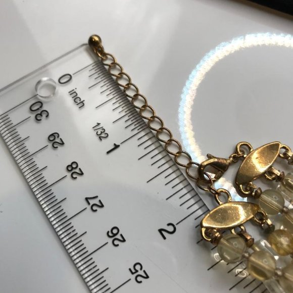 Triple Layer Clear Round & Square Glass Bead Necklace - Picture 7 of 8